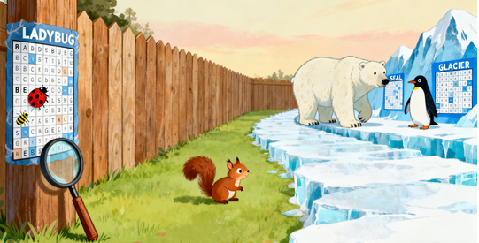 From Your Backyard to the Poles: 2 Animal Word Searches Exploring Tiny Critters & Icy Giants