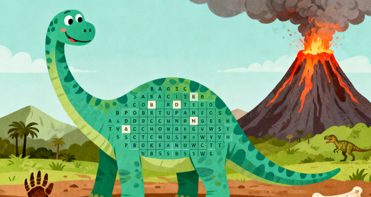 Dinosaur Word Search: Free Printable Puzzle with 15 Prehistoric Words