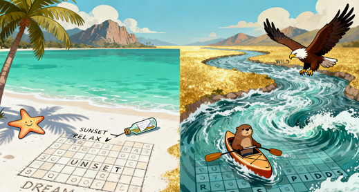 Paradise Shores & Mighty Currents: 2 Travel Word Searches for Dreamers & Explorers